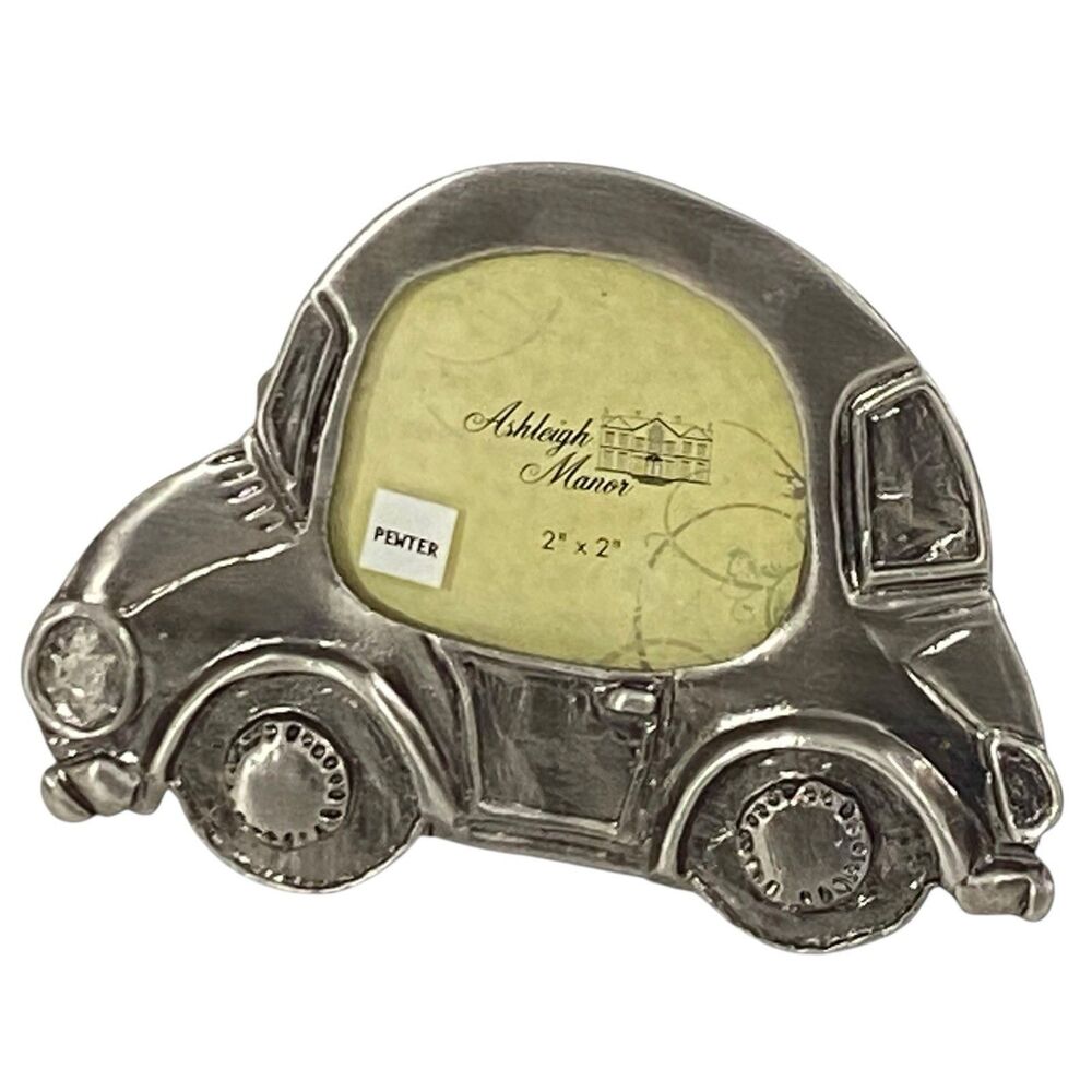 Pewter CAR Frame 2” X 2” Cute ASHLEIGH MANOR Photo Picture